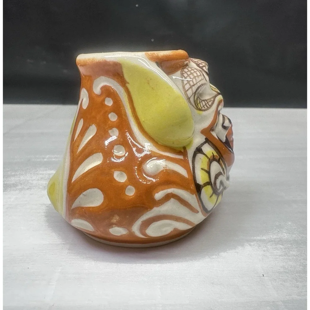 Vintage Lakpigan Mini Face Vase Sri Lanka Ceylon Folk Art Pottery 2